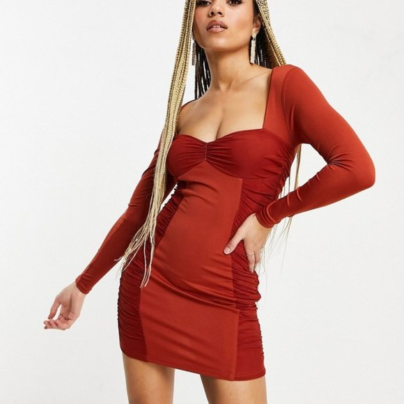 ASOS MESH RUCHED MINI DRESS - Picture 1 of 11